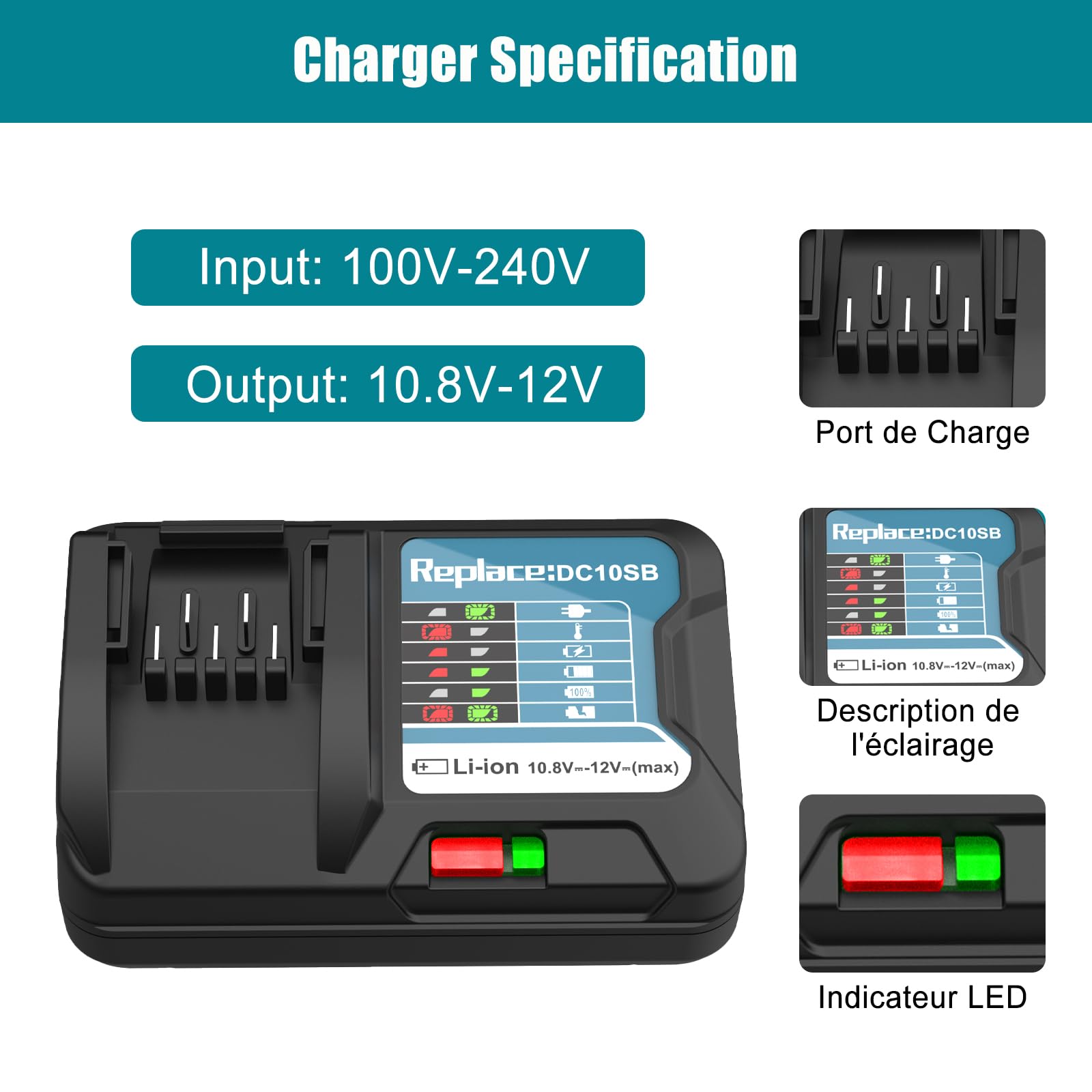 Energup 2X 12V 4.0Ah BL1041 Batterie avec Chargeur pour Makita Batterie 12V