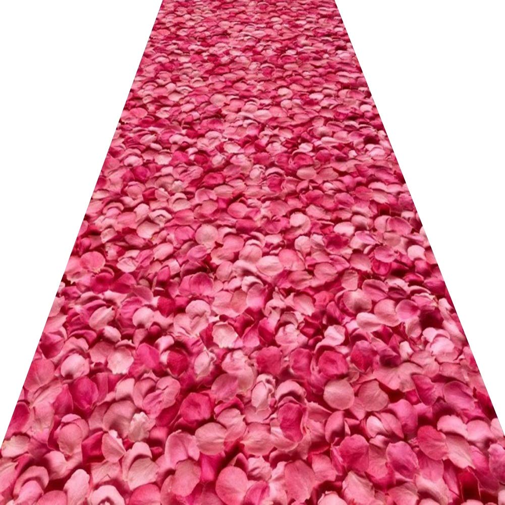 Alfombras de pasillo largo rojas con estampado floral 3D de 1.4x2m