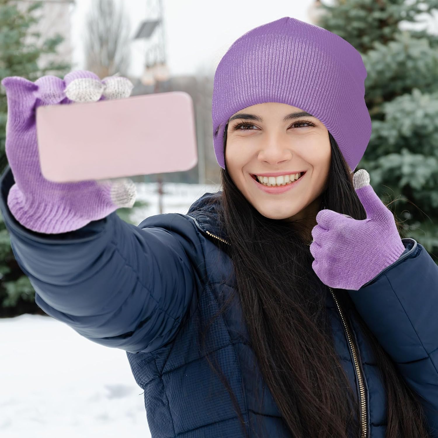 48 Pcs Bulk Winter Knit Beanies Gloves Men Women Warm Beanie Touchscreen Gloves Set Cozy Winter Accessories