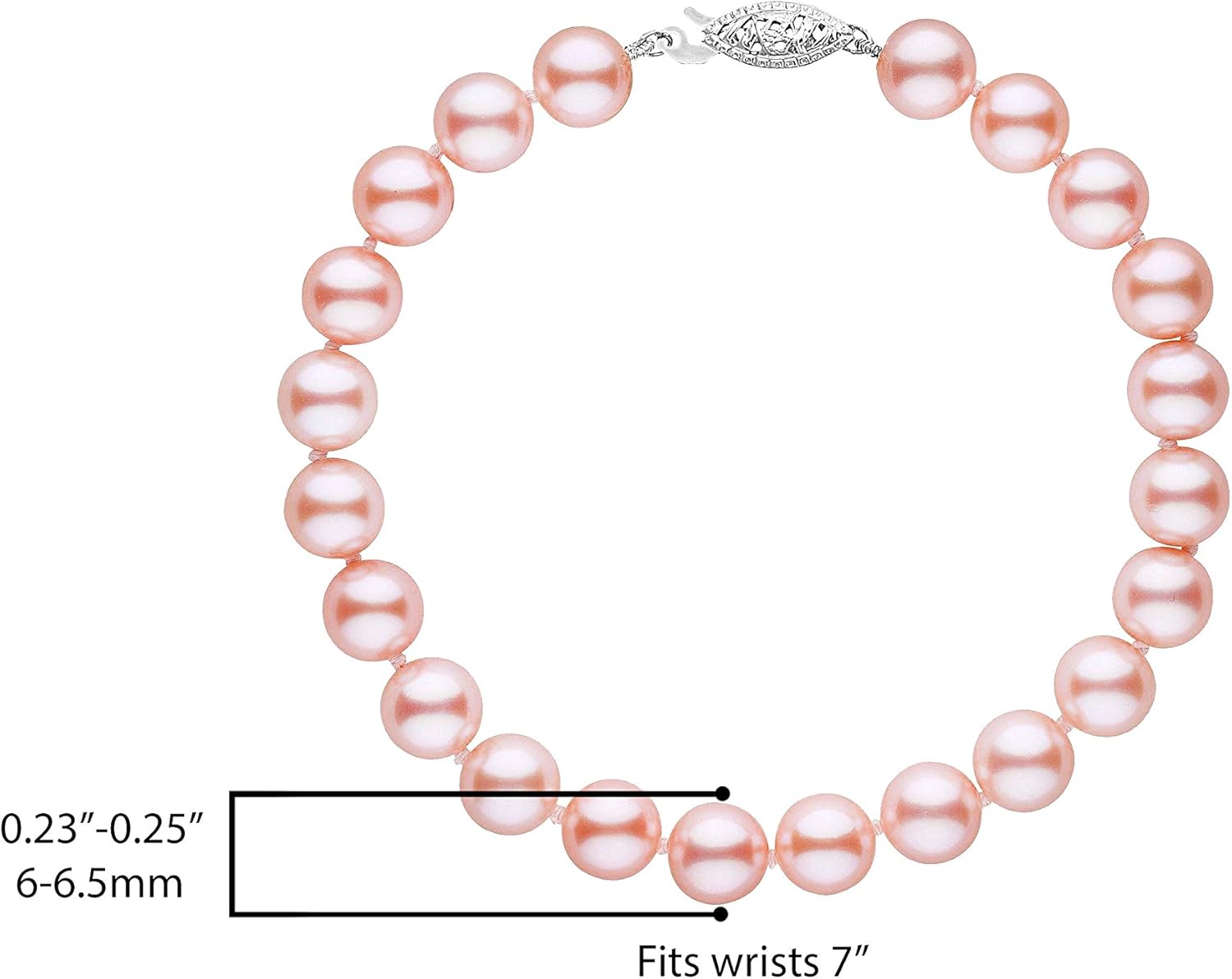 .925 Sterling Silver AAAA Pink Freshwater Cultured Pearl Silk-Knotted Strand Bracelet with Fishhook Clasp - Choice of Pearl Size & Bracelet Length - Image 3
