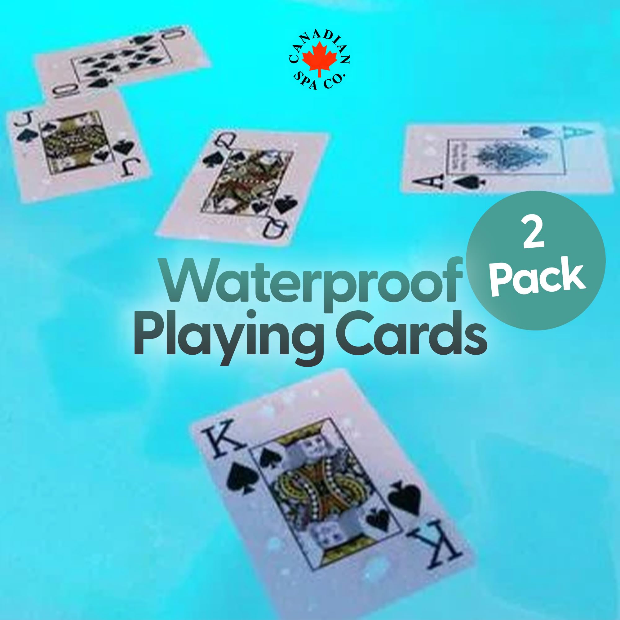 CANADIAN SPA CO. Waterproof Playing Cards, 2 x Deck of 54 Cards Each, Perfect for Hot Tub, Camping, Festivals, Picnic and Outdoor Use