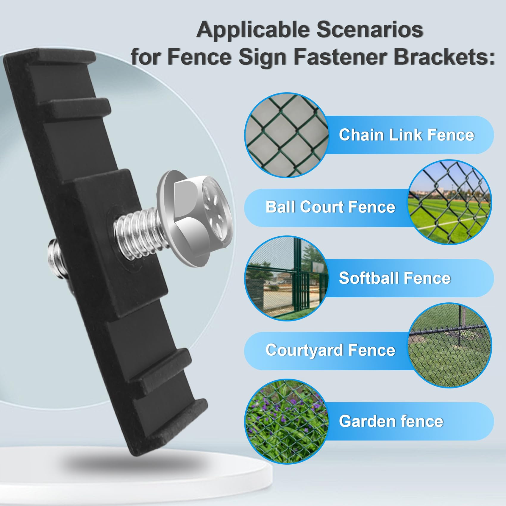 Amazon.com : (50-Pack) Chain Link Fence Sign Bracket/Chain Link Fence Sign  Mounting Brackets/Chain Link Fence Clips with Stainless Steel Bolts for  Yard, Business, and Events : Patio, Lawn & Garden