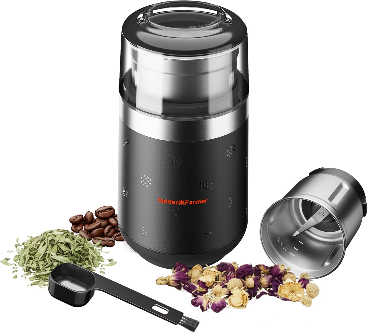 Spider Farmer Coffee & Spice Grinder, Electric with Removable Stainless Steel Bowl, 70g Capacity for Beans, Spices, Nuts