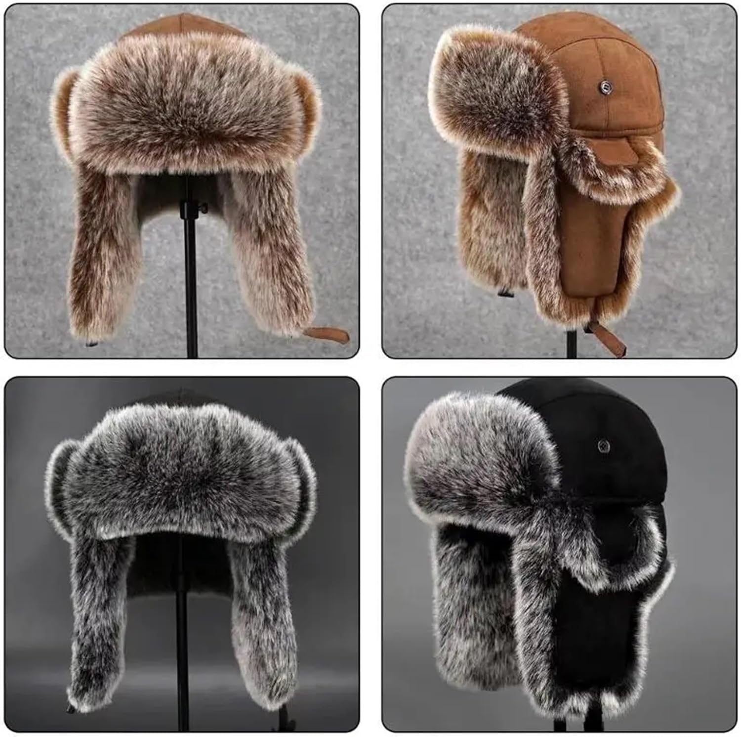 Adult Furry Trapper Hat with Earflaps Winter Warm Thicken Ear Flaps Windproof Coldproof Cycling for Cold Weather