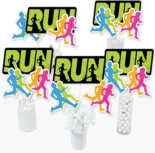 Miniatura 2 de Big Dot of Happiness Set the Pace - Juego de 15 palos de centro de mesa para correr, para atletismo, campo traviesa o maratón