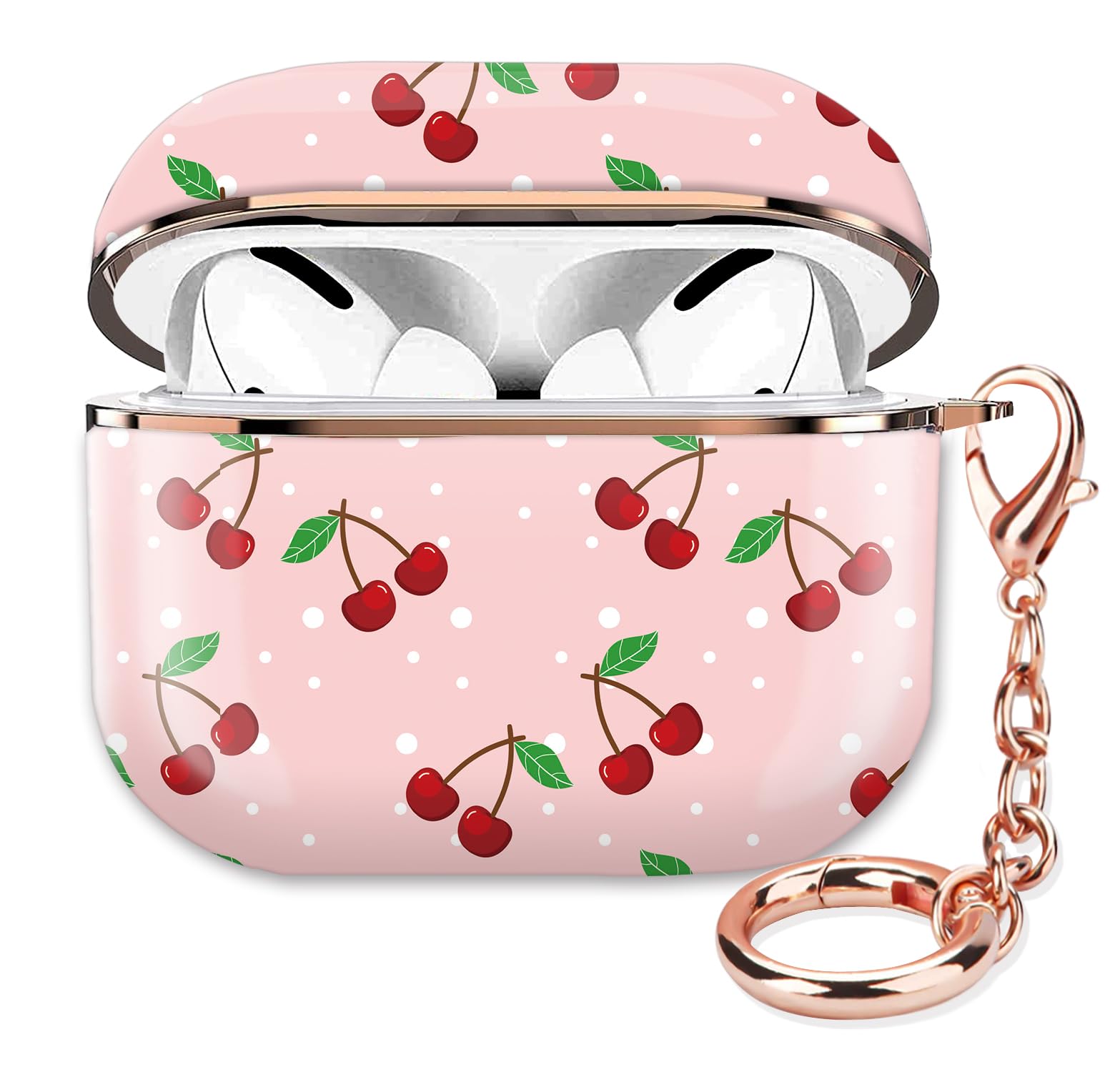 ZEKICE Compatible with AirPod Pro 2nd/1st Generation Case Cover Protective Shockproof Hard Cover Shell with Rose Gold Keychain, Case for Girl Women