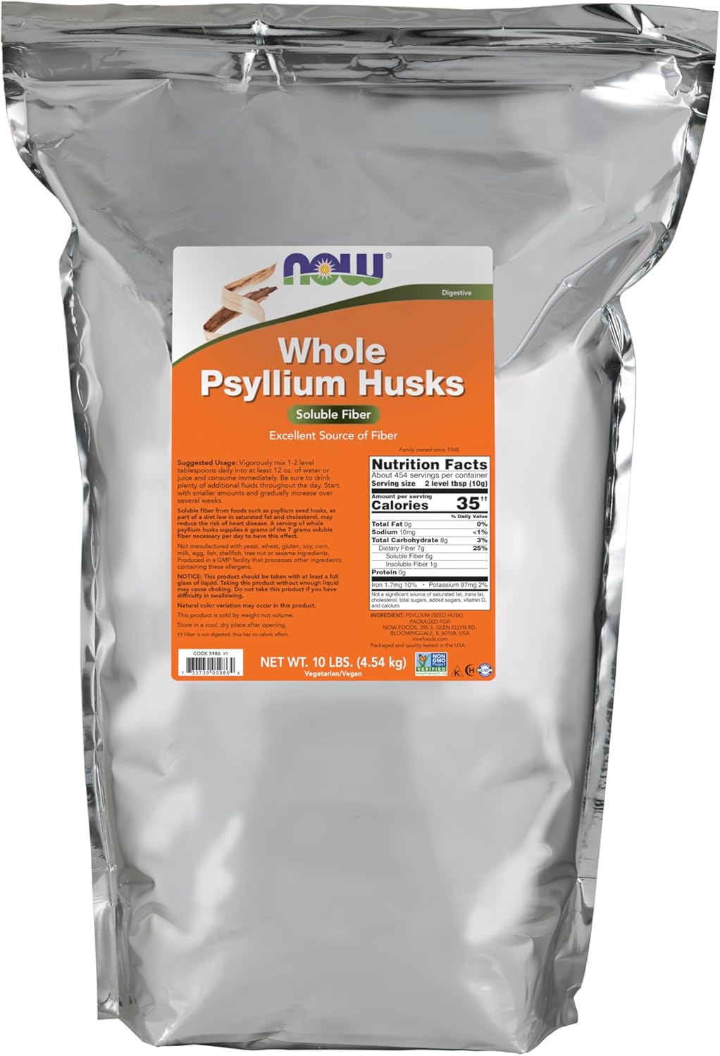 NOW psyllium husks soluble fiber supplement