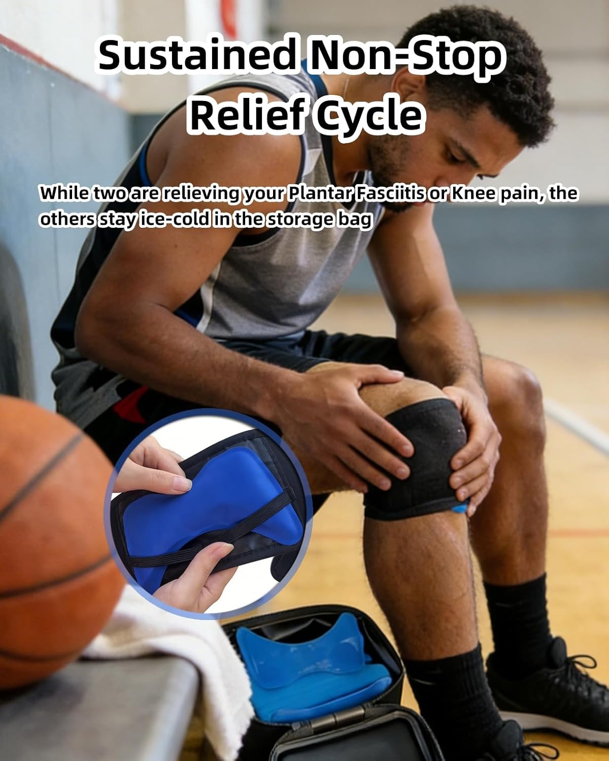 Portable Ankle & Knee Ice Wrap with Insulated Carry Case - 4 Reusable Gel Packs for Instant Pain Relief, Cold Compression Therapy for Swelling, Sprains, Achilles Tendonitis & Sports Recovery