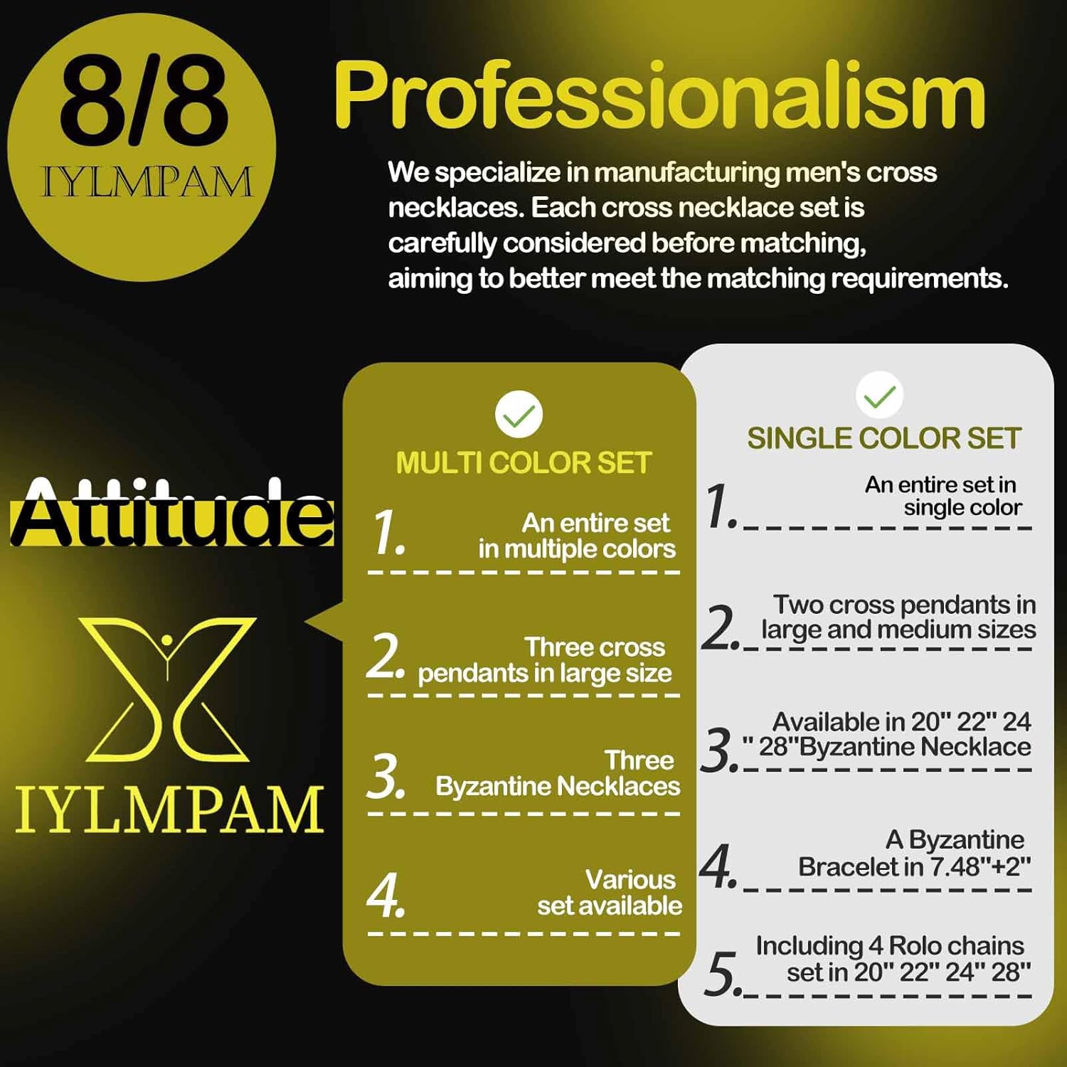 IYL Byzantine Cross Necklace Set for Men Large Cross Necklace for Men - Image 6