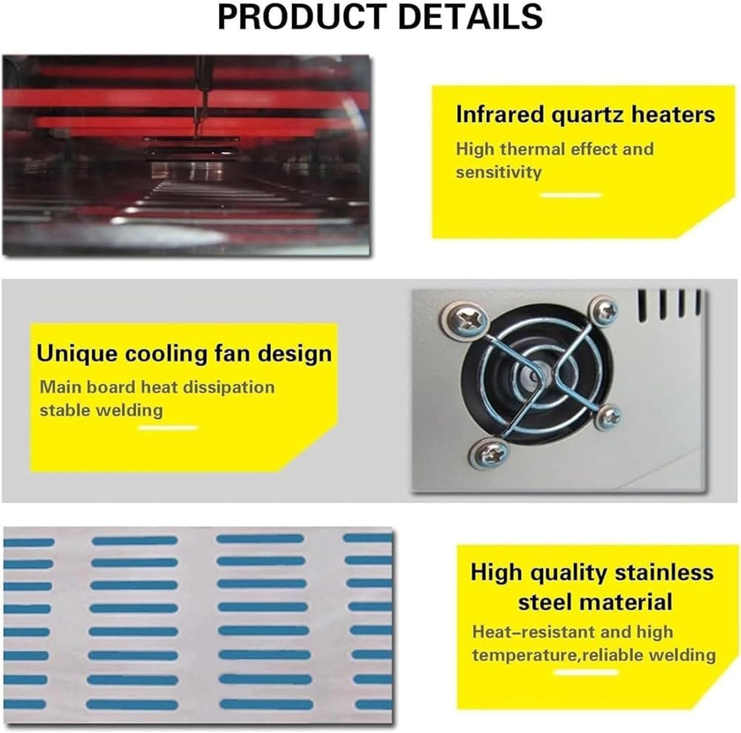 소형 리플로우 솔더 머신 히터 T962 SMD 리플로우 솔더 오븐 SMT 재처리 스테이션 연기 업그레이드 리플로우 오븐 슬롯 스테이션  962