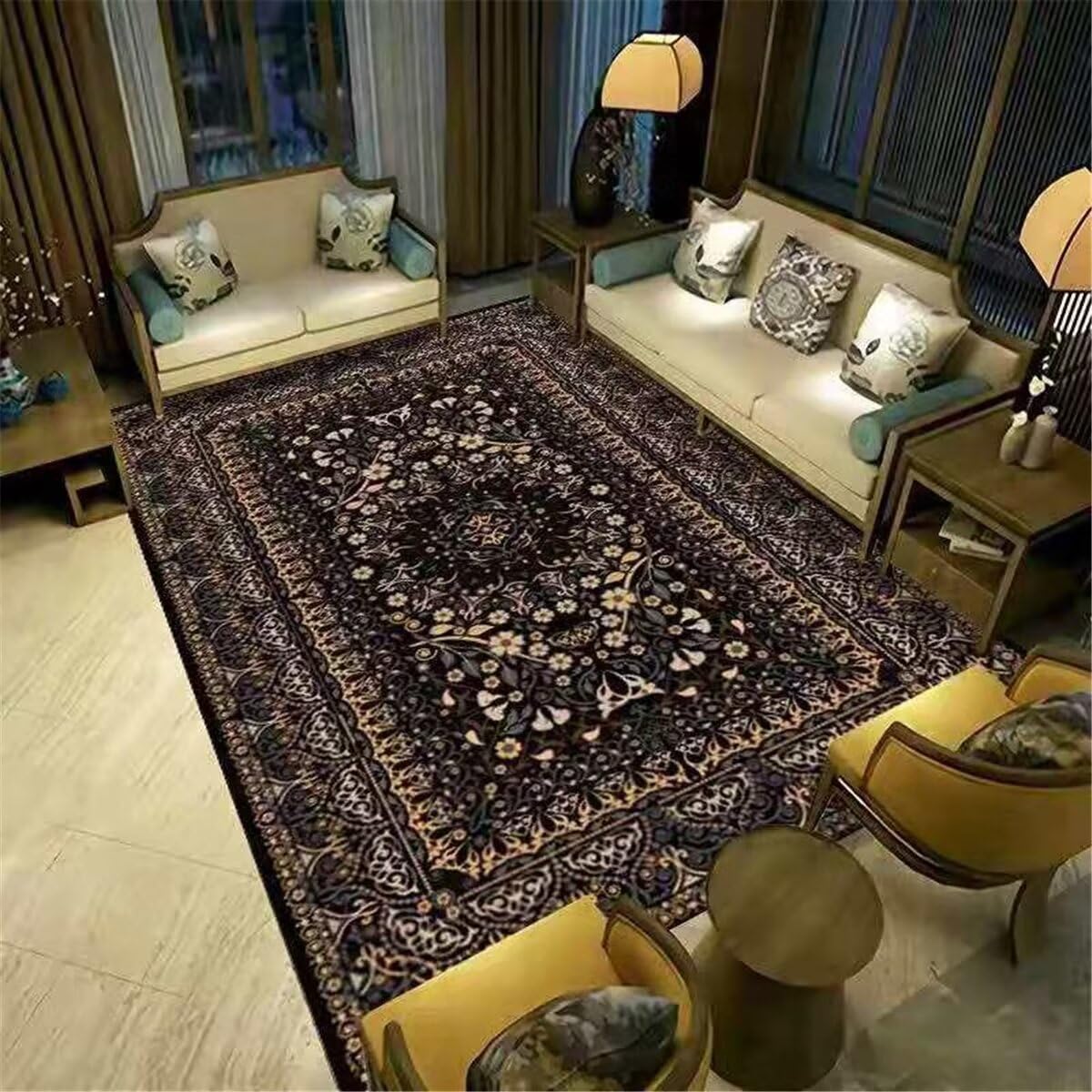 Tapis de chambre lavable 180X280CM avec motif végétal pour salon et cuisine