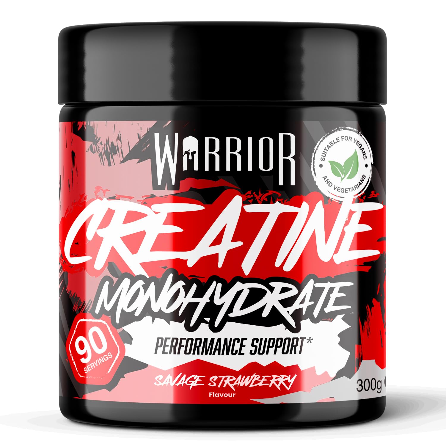 Warrior Creatine Monohydrate Powder 300g (60 Servings) – Pure Micronised Creatine Powder Supplement for Men & Women, Pre & Post Workout Strength, Muscle Growth & Recovery, Vegan – Savage Strawberry