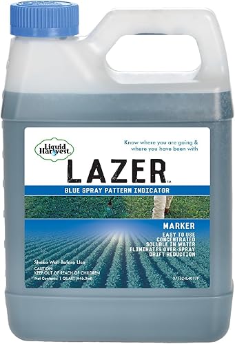 Liquid Harvest Lazer Blue – 32 onzas – Indicador de patrón de pulverización concentrado – Tinte perfecto para marcar malezas/fertilizantes, marca de
