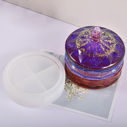 Miniatura 5 de Molde de silicona para tarro con tapa, caja de almacenamiento de silicona apilable de varias capas para fundición de resina epoxi, caja de