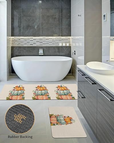 Miniatura 5 de Tapete de baño de calabaza de cosecha para bañera, antideslizante, de secado rápido y absorbente, de tierra de diatomeas, fregadero de ducha,