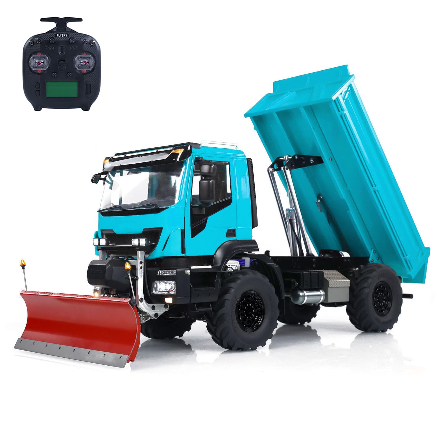 Camion benne hydraulique RC 1:14 modèle 4X4 en métal RC benne voiture avec lame de neige 2 vitesses transmission son léger contrôleur radio I6S