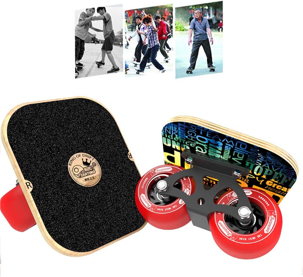CHHBOXCHH Street Surfing Caster，Lightweight Wave Board With Wheel，Skate Board 2 Soft PU Wheels，For Adult Boys Girls, Children As A Gift,Red