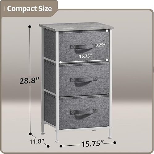 Vista 23 de Sorbus Cómoda de mesita de noche con 2 cajones de madera sintética, mesita de noche con almacenamiento para dormitorio, sala de estar, armario