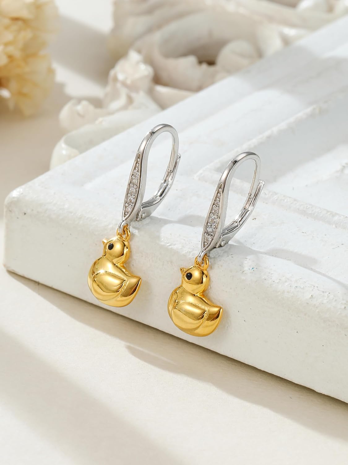 Palpitate Duck Earrings Cute Duck Gifts 925 Sterling Silver Animals Dangle Drop Earrings Jewelry for Women Daughters - Image 2