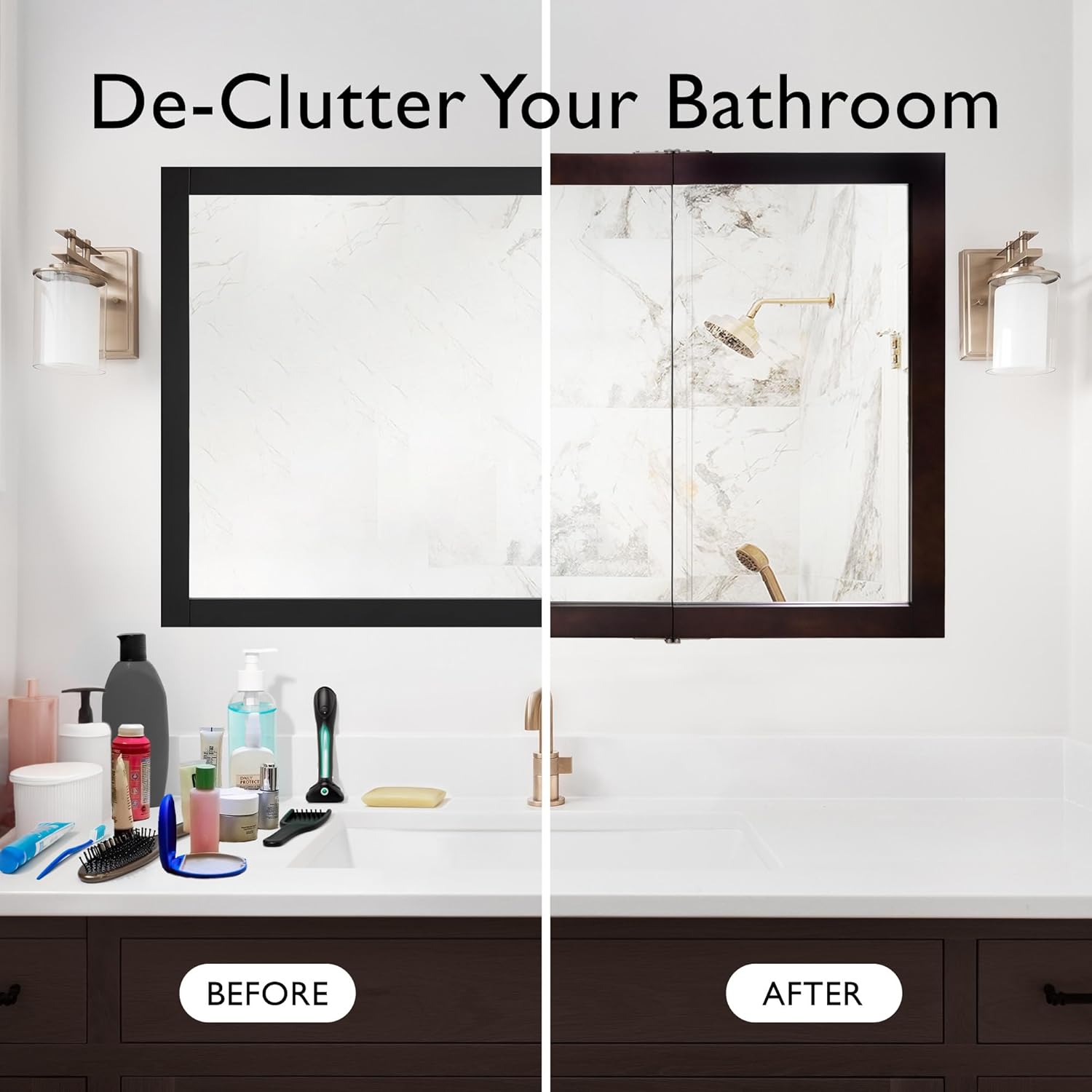 Design House 541367-ESP Ventura Medicine Cabinet Durable Espresso Assembled Frame – Bathroom Wall Cabinet with Mirrored Doors, 48-Inch – 6"X48"X30", Espresso Finish, 1 Piece