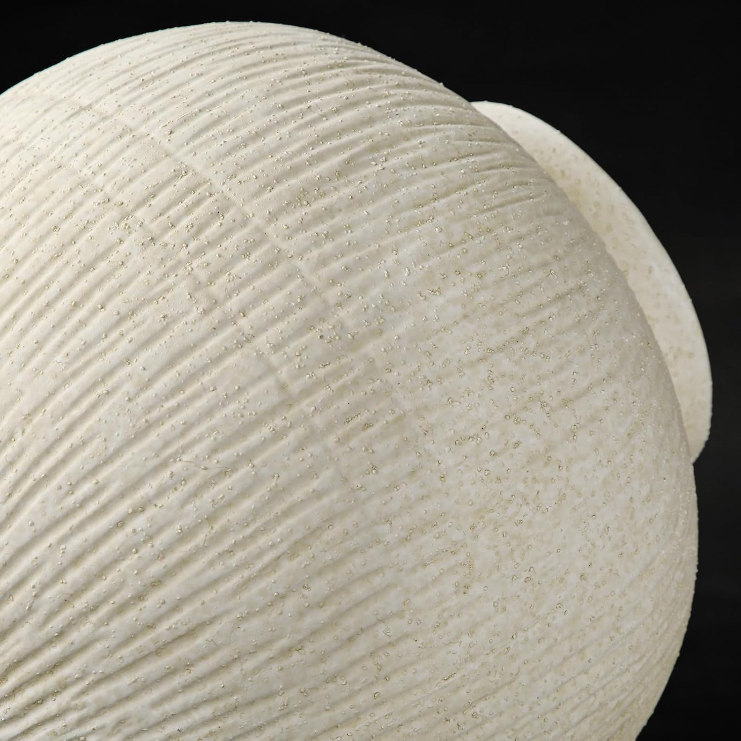 9" Large Rustic Vase with Linear Sculpture and Rich Sand Texture, Round Ceramic Vase with Wide Belly for Space Filling Decor, Retro Style & Beige White