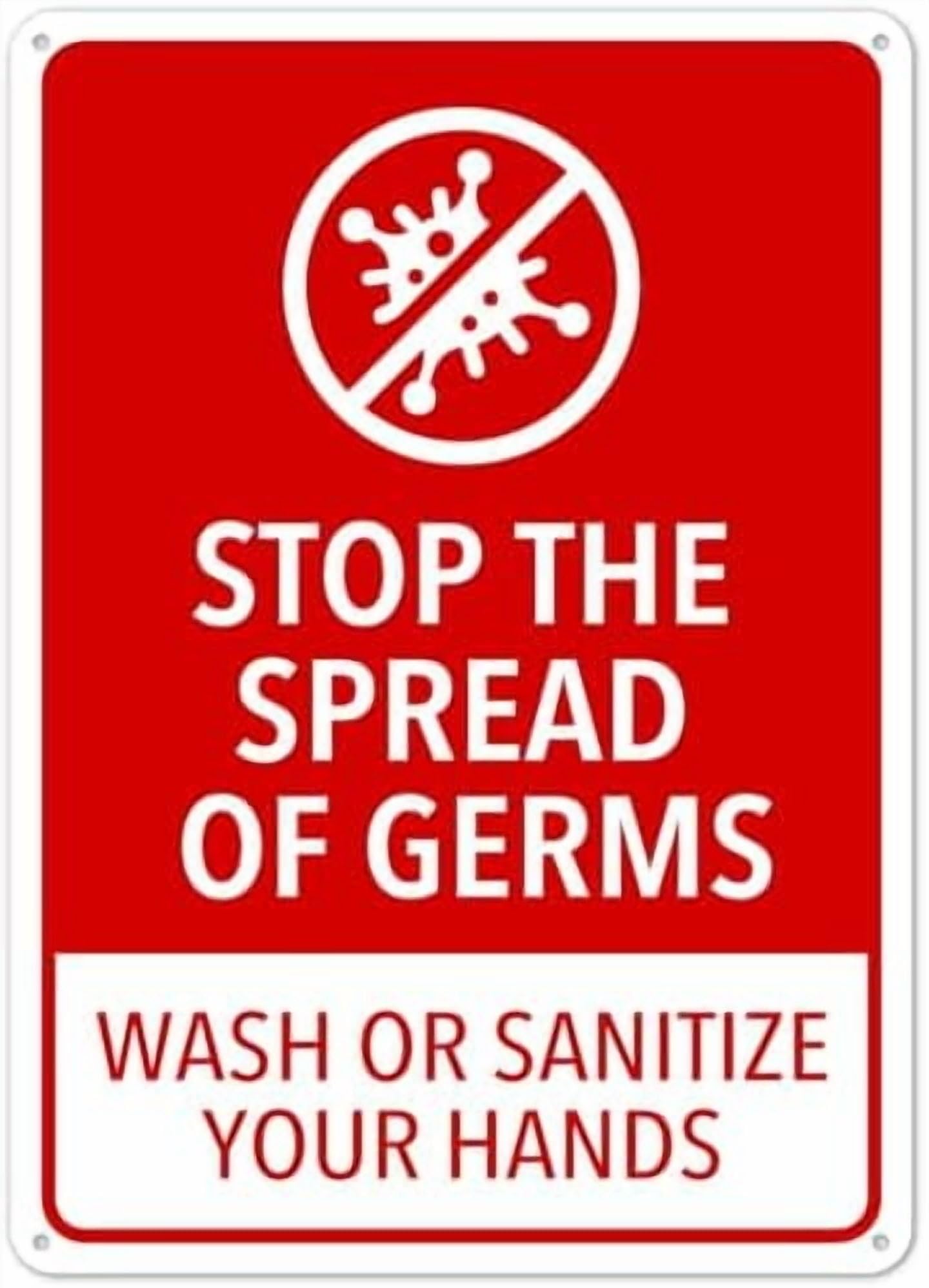 (2-Pack) Metal Tin Sign Hand Washing Sign,Warning,Facility Signs 8x12 Inch Clear Warning for Home & Busines
