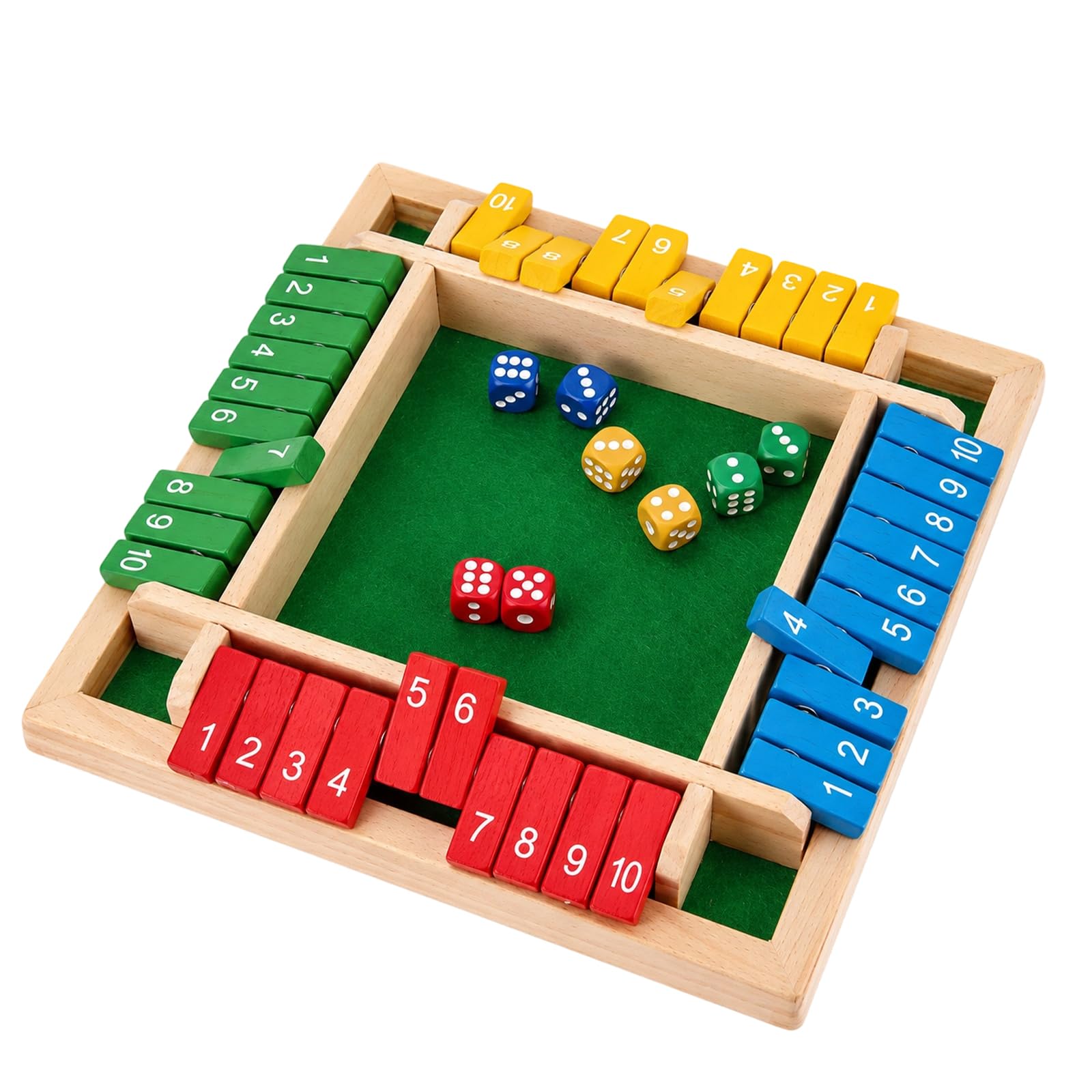 Shut The Box for 4 Players, Puzzle Dice Games, Wooden Table Traditional Family Travel Board Game, Educational Table Math Engaging Maths Games for Home and Social Gatherings