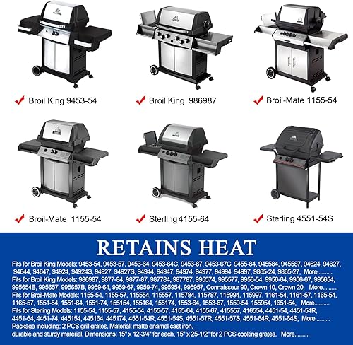 Miniatura 6 de GGC Rejillas de repuesto para parrilla de 15 pulgadas para Broil King 9453-54, 9453-57, 9453-64, 9865-54, 9453-67, Broil-Mate, Silver Chef, parrilla