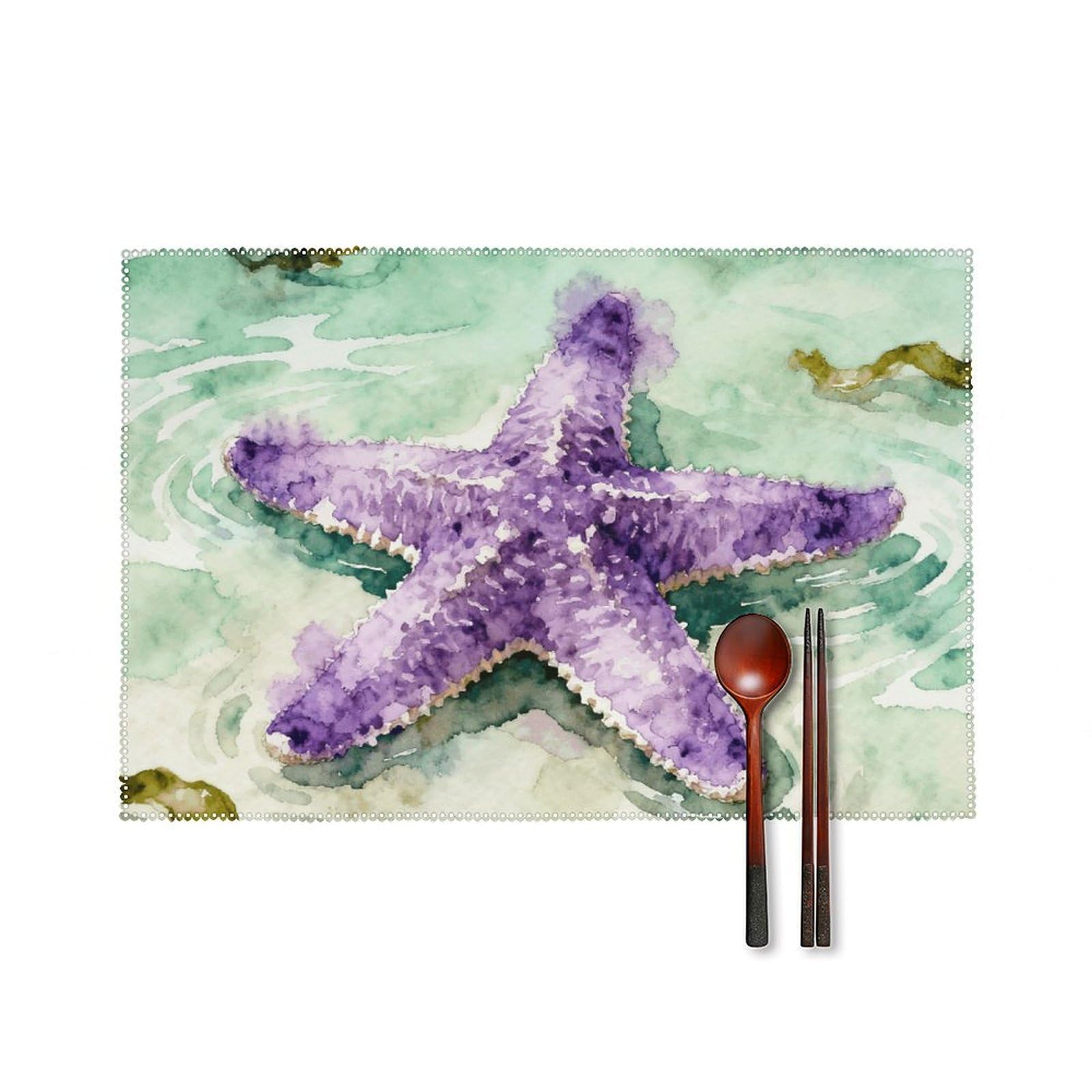 Starfish Placemats Set of 6 Wipeable Table Mats for Kitchen Dining Table Heat Resistant Waterproof Modern Indoor/Outdoor Non-Slip Easy Clean Place Mats