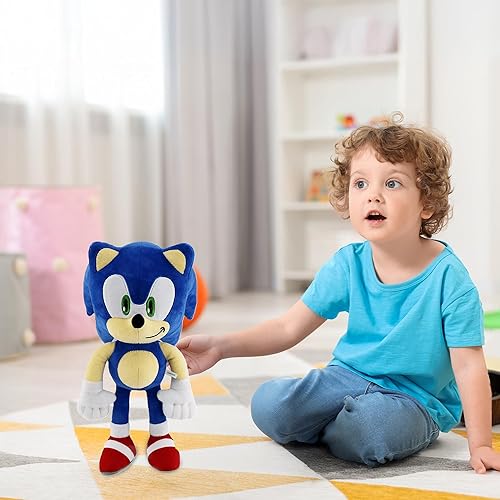 Miniatura 8 de Adenzai Blue Sonic - Animal de peluche súper suave y abrazable, peluche de erizo azul de alta calidad para niños y niñas que aman Blue Sonic - 12