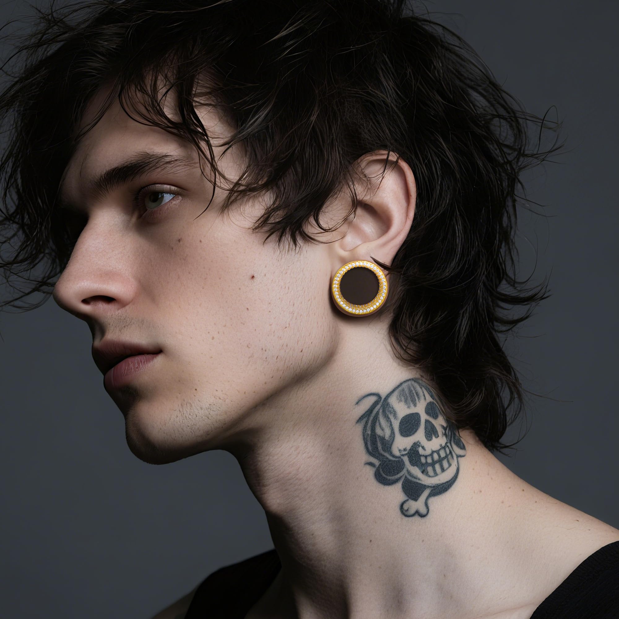 Vankula Ohr Tunnel Plugs 1 Paar Double Flared Flesh Ohrendehner Luxuriöser Weißzirkon für männer damen Ohrpiercing Dehnschmuck für Ohren 10mm bis 19mm