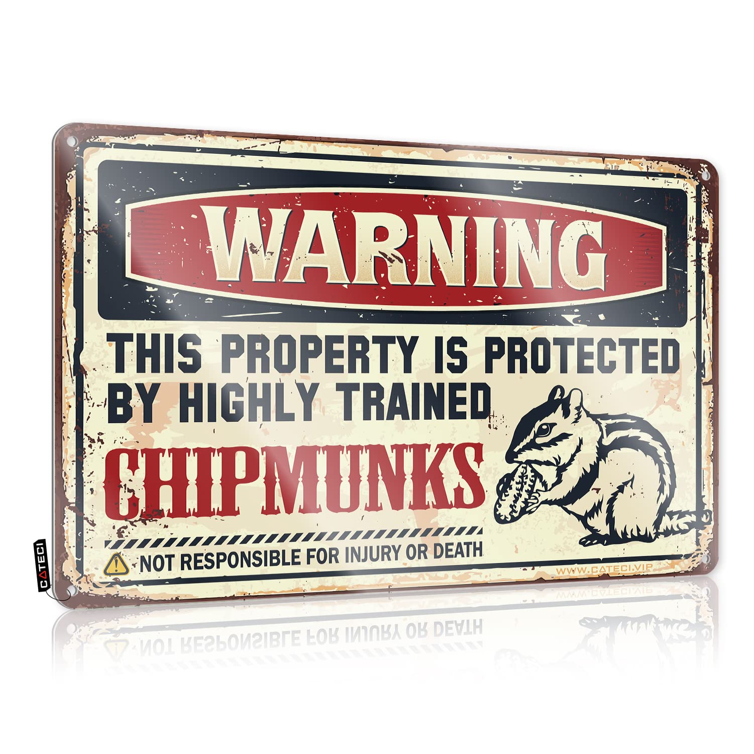 COTECIWarning This Property is Protected by a Highly Trained Chipmunks Metal Sign Christmas Gifts Personalized Metal Sign 8X12IN