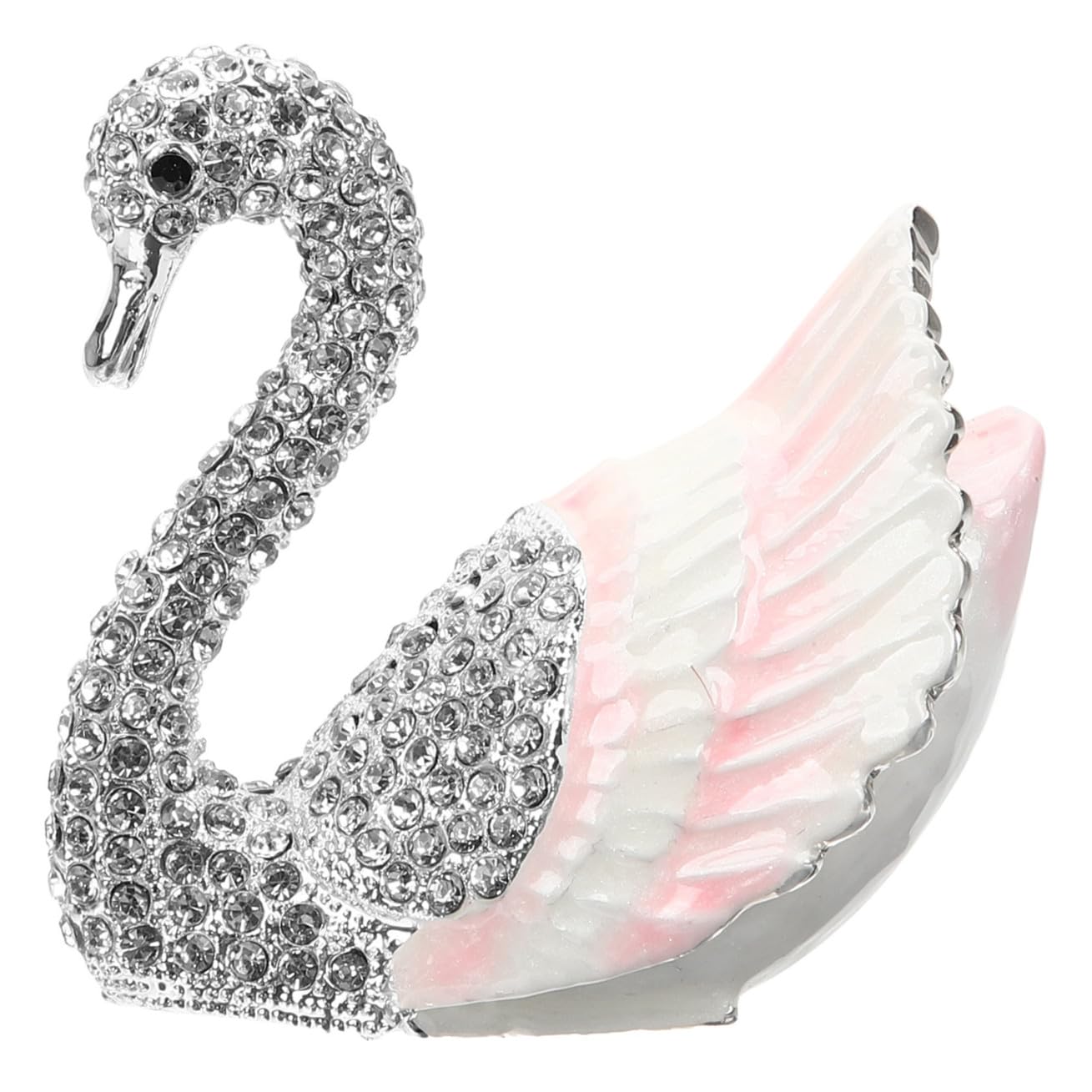 GALPADA Scatola Gioielli a Forma di Cigno in Lega con Cristalli Argento
