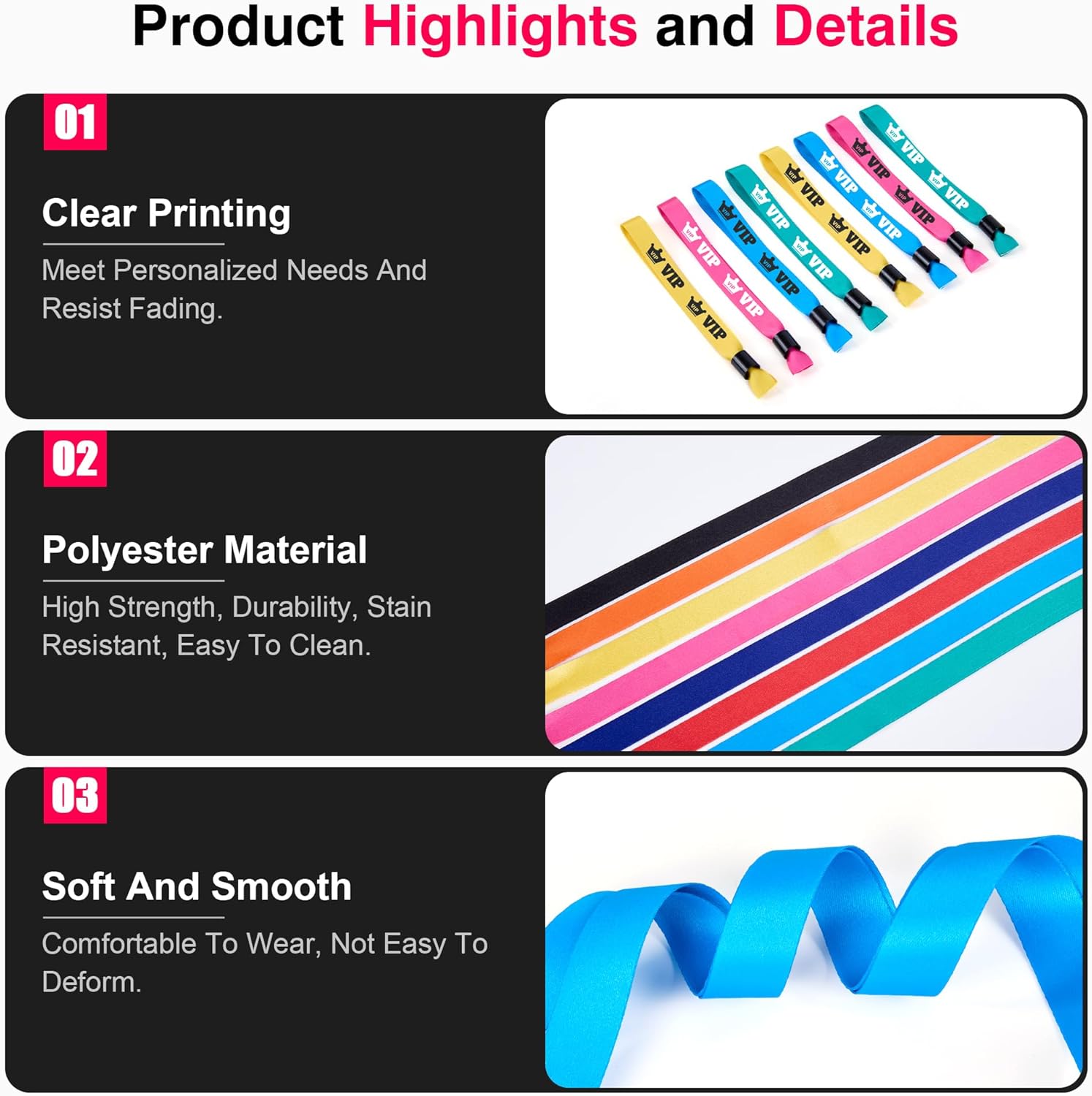 Personalized Cloth Wristbands Events 30-5000 Pack, Custom Cloth Wrist Bands Bulk with Text Logo Name, Customizable Colored Wrist Strap Bracelet for Events Party Concert Wedding Awareness Club - Image 9