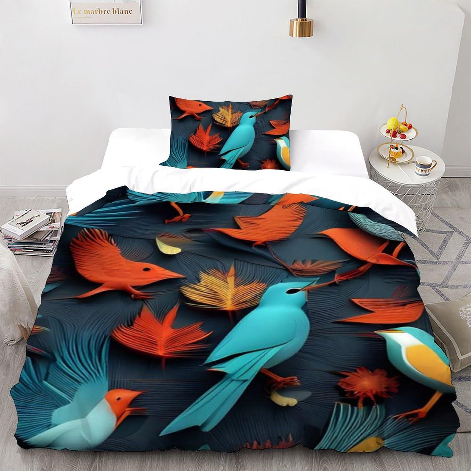 Housse de couette imprimé 3D animaux volants en microfibre douce l'Oiseau Bleu