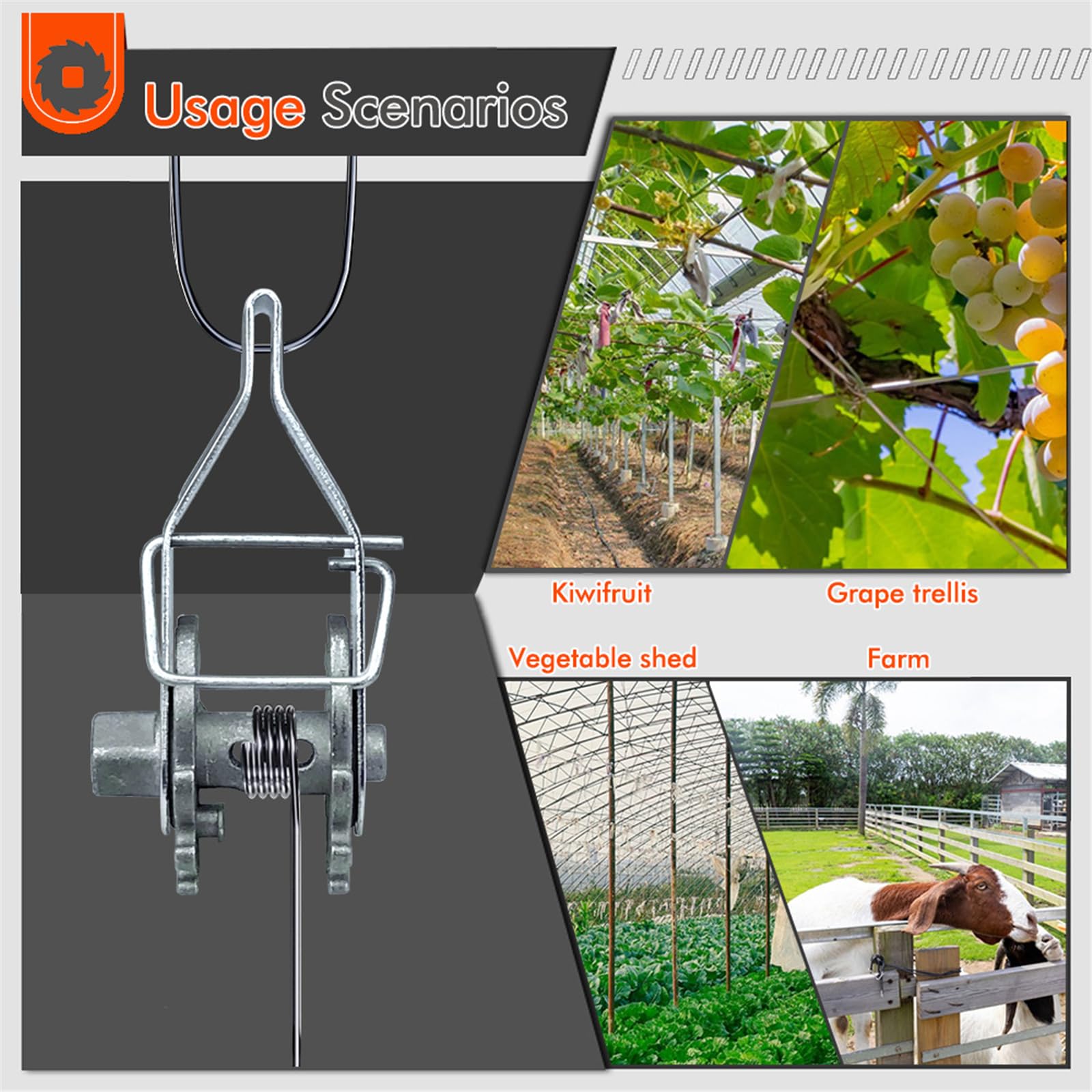 Set di tendicavo con filtro elettrico e maniglia, tendicavo con gestione a cricchetto, tendicavo per giardino e fattoria, tendicavo a molla per installazione di recinzioni