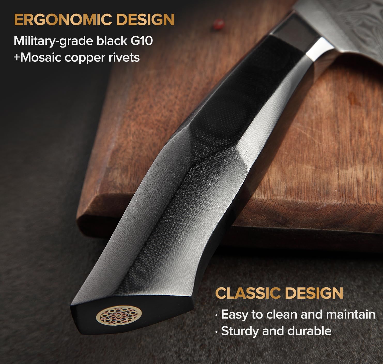 XINZUO Acero de Damasco Cuchillo Chef, 21.5cm Kiritsuke Cuchillo de Cocinero, Profesional Forjado de Gyuto Cuchillos de Cocina, Mango de Grado Militar G10, con Funda Magnética -Serie Feng