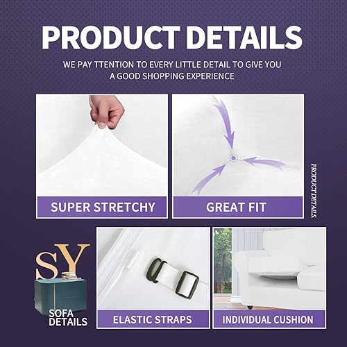 Miniatura 4 de ZNSAYOTX Fundas para silla de lujo con brazos, 2 piezas, fundas elásticas para sillas de sala de estar, funda gruesa y suave, antideslizante,