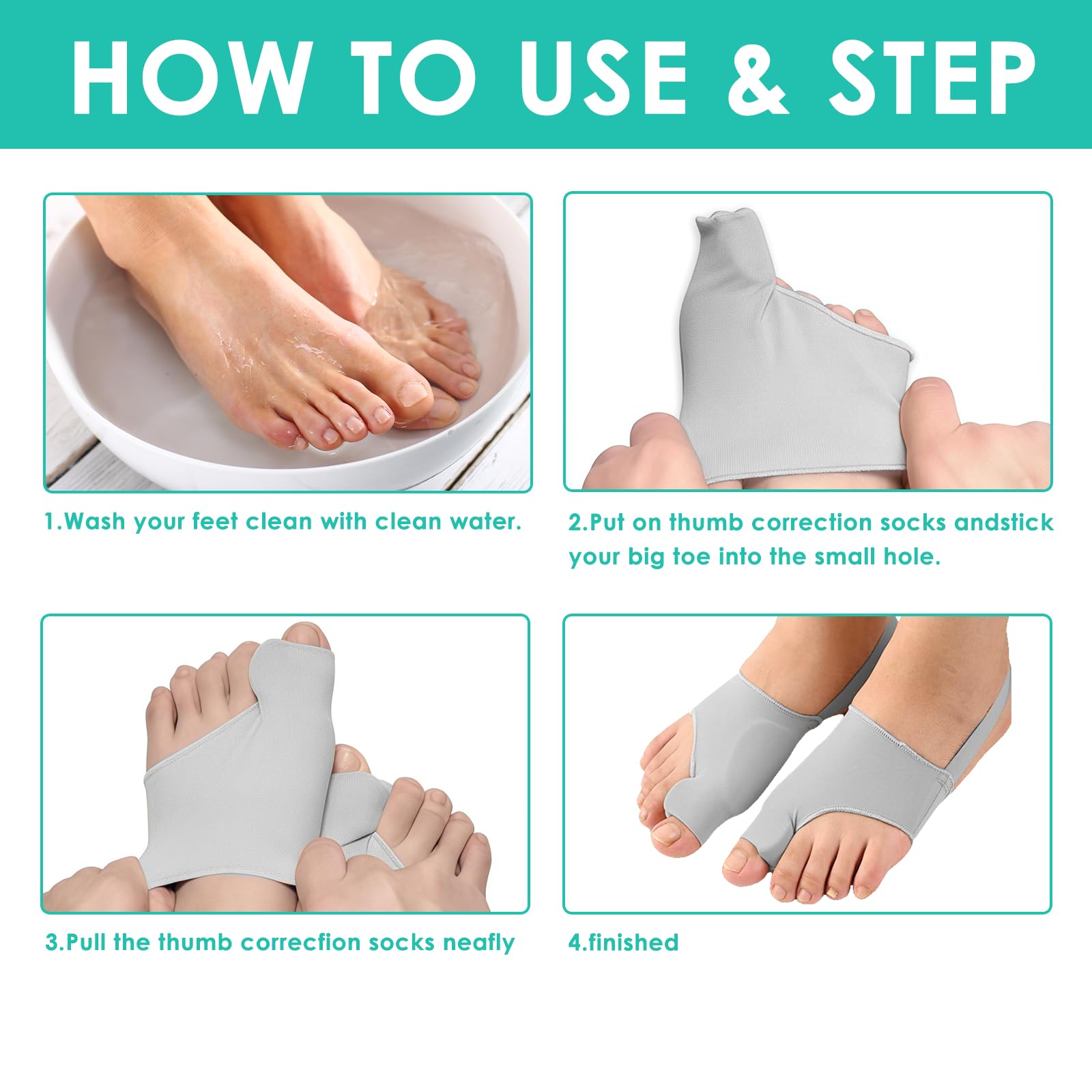 Alluce Valgo Correttore,Tutore Alluce Valgo,Calzini per Alluce Valgo Con Cinturina Fissa,Protezione Dita Piedi Per Avampiede e Alluce Valgo,Divaricatore Alluce Valgo Per donne e uomo(Grigio,L)