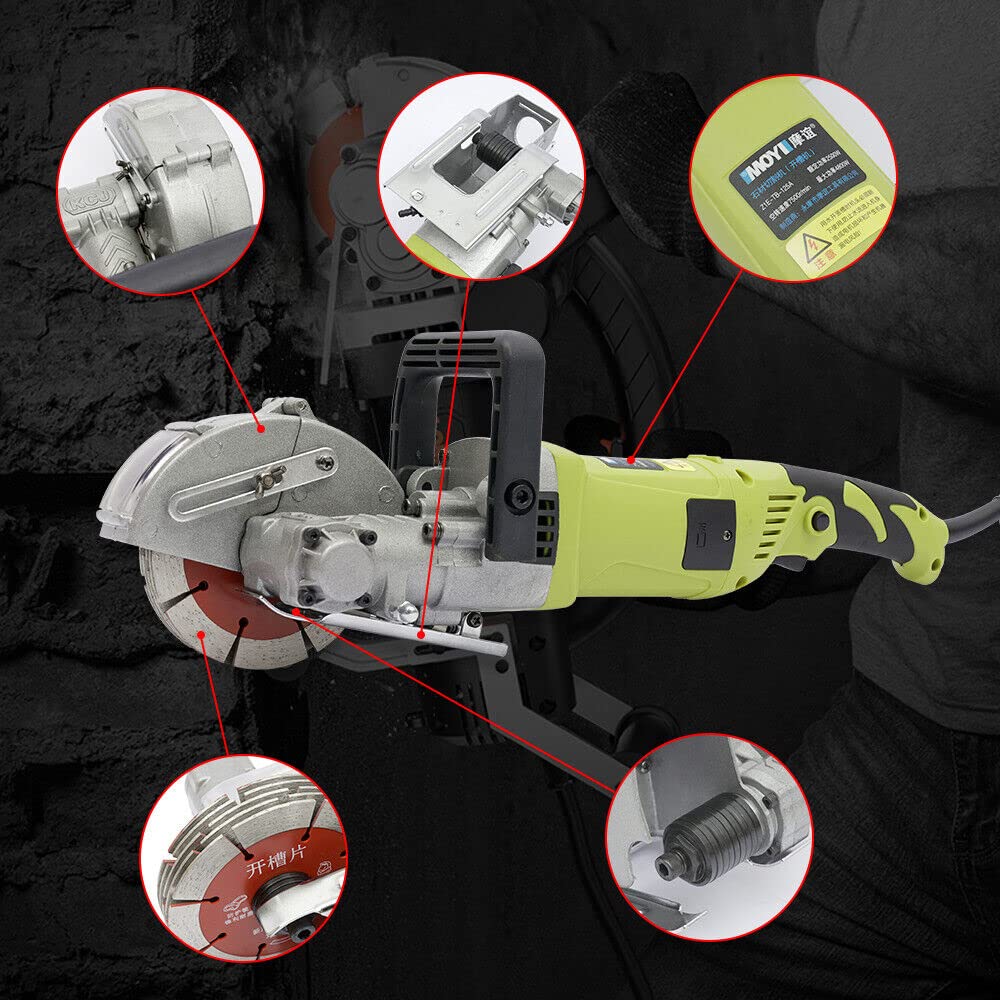 Elektryczna bruzdownica 4000 W, frezarka szczelinowa, brzeszczot do piły, pompa wodna, bruzdownica murarska, elektryczna frezarka ścienna z 5 brzeszczotami i pompą wodną, do cegły, betonu, marmuru itp