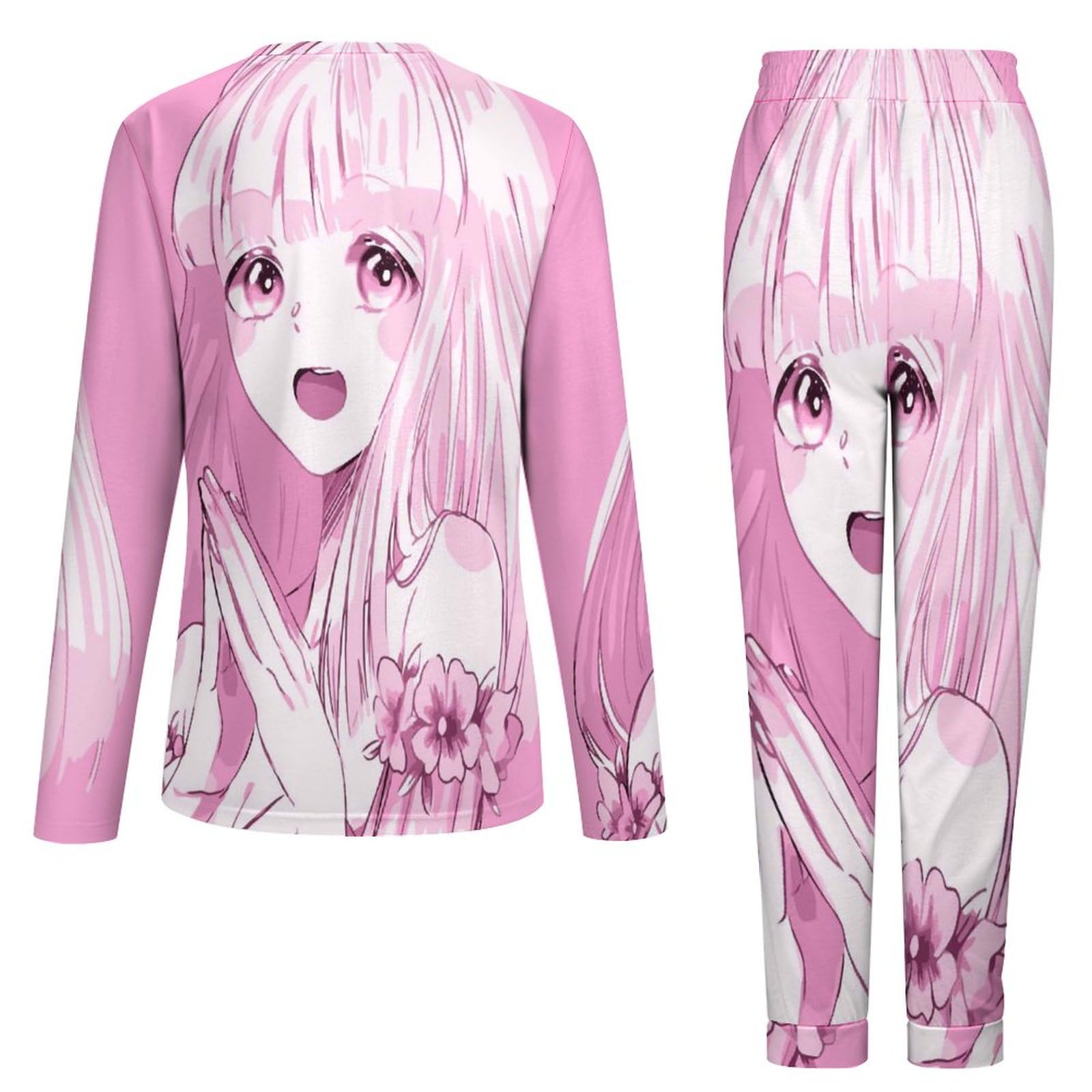 UMENG Niedliches Mädchen Damen Schlafanzug Lange Pyjama Set Zweiteiliger Nachtwäsche Langarm Hausanzug Sleepwear