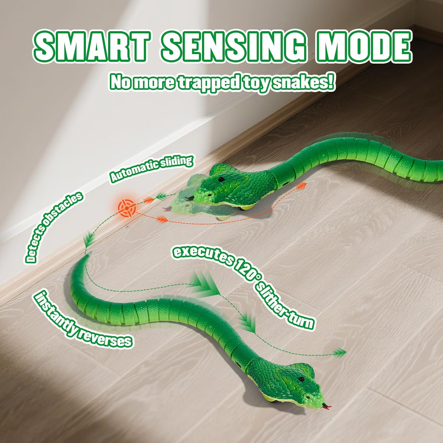 Diagram illustrating the Smart Sensing Mode with obstacle detection and avoidance