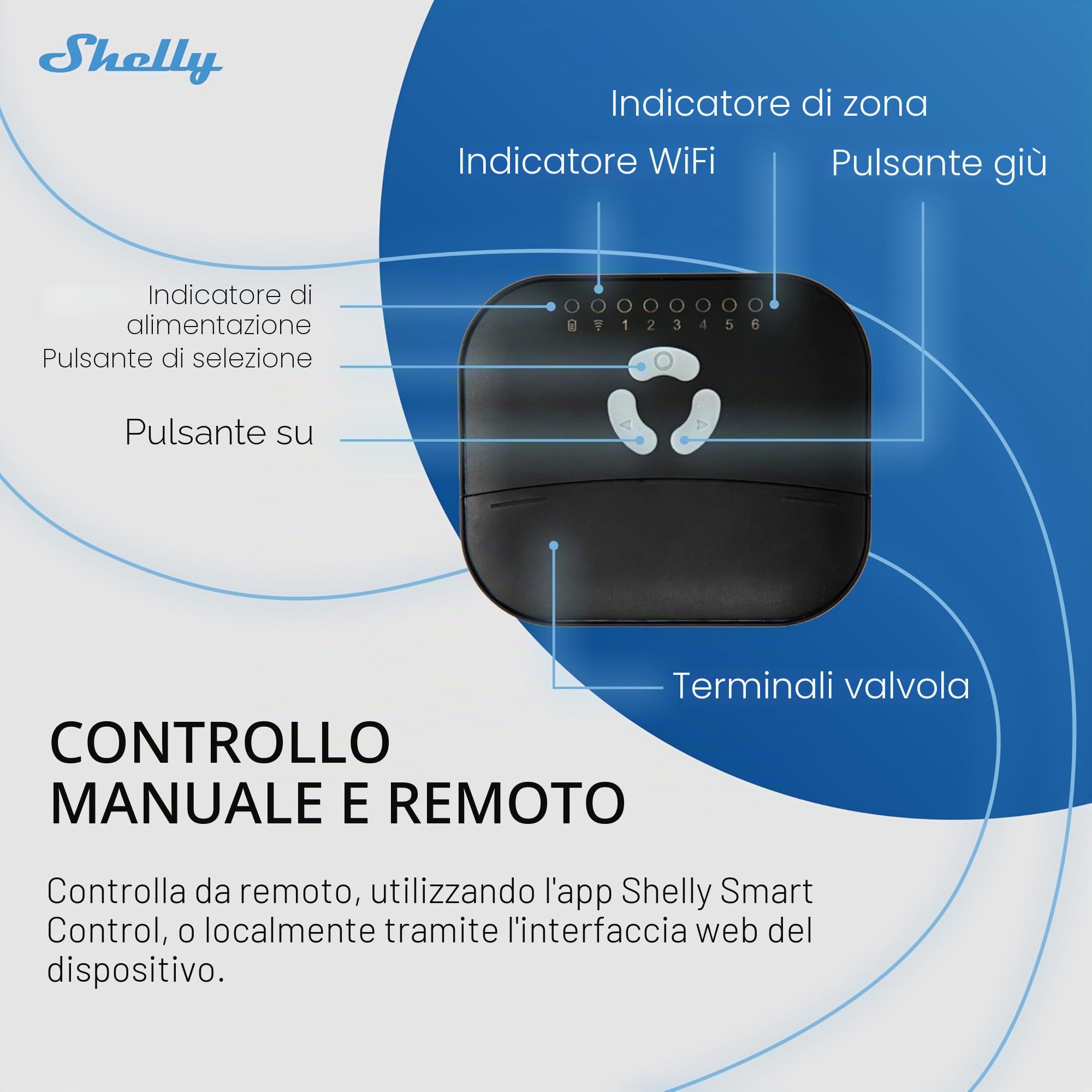 Shelly FrankEver Centralina Irrigazione FK-06X - 6-zone Wi-Fi Abilitato Controller per Irrigazione Intelligente, Sequenza delle Zone e Automazione, 24 V AC Uscite, Nessun Hub Richiesto