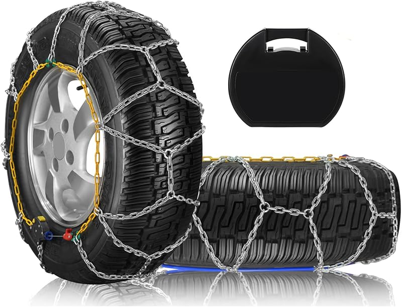 HKN140 Snow Chains for Passenger Car, Pickup, Trucks, SUV | Universal Emergency Tire Traction Chains, Anti-Skid Tire Chains Width 235 245 255 275mm(16" 17" 18" 19" 20")- Set of 2