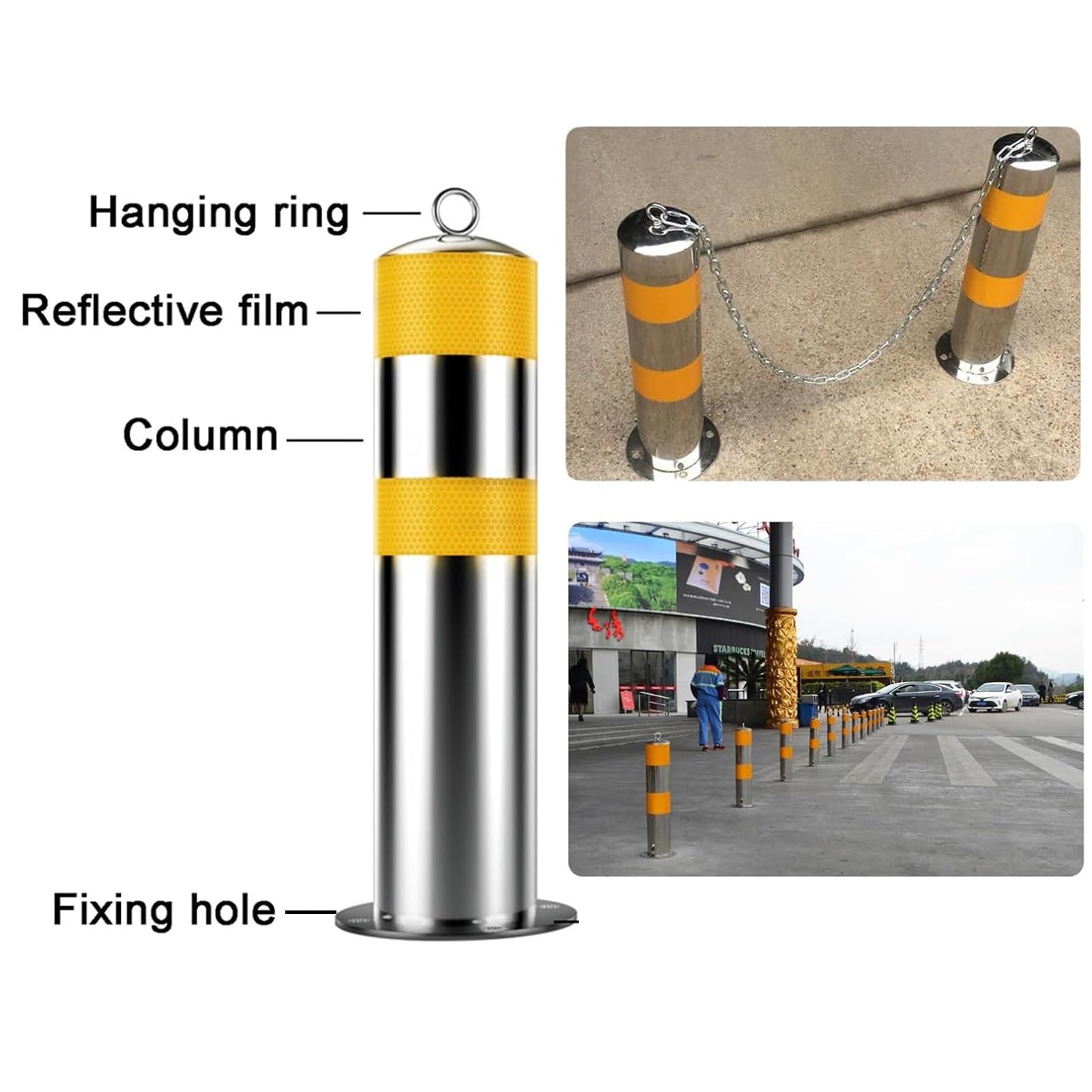 Postes de Seguridad, Bolardos de Seguridad for Entrada vehículos Acero Inoxidable(1pcs)