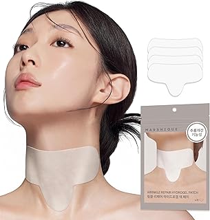 Marshique Wrinkle Repair Hydrogel Collagen Neck Mask, preventing thermal aging, wrinkle improvement, 0.2oz x 4ea