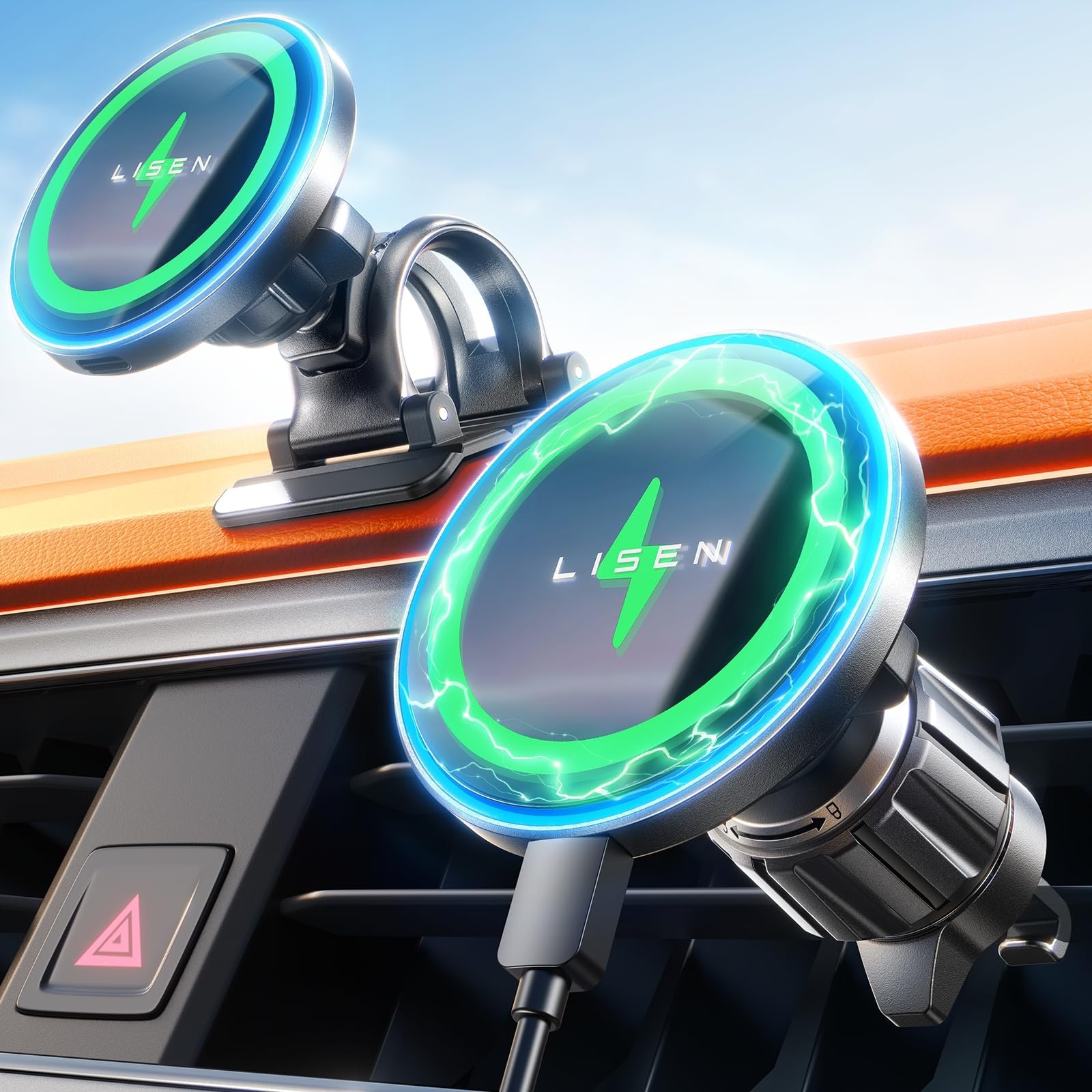 for Wireless Magsafe Car Mount Charger [15W Top Charge] Car Phone Holder Wireless Charger for iPhone 17 Pro Max Magnetic Phone Holder Cars for iPhone 17 Pro Max Air 16 15 14 Magsafe Accessories