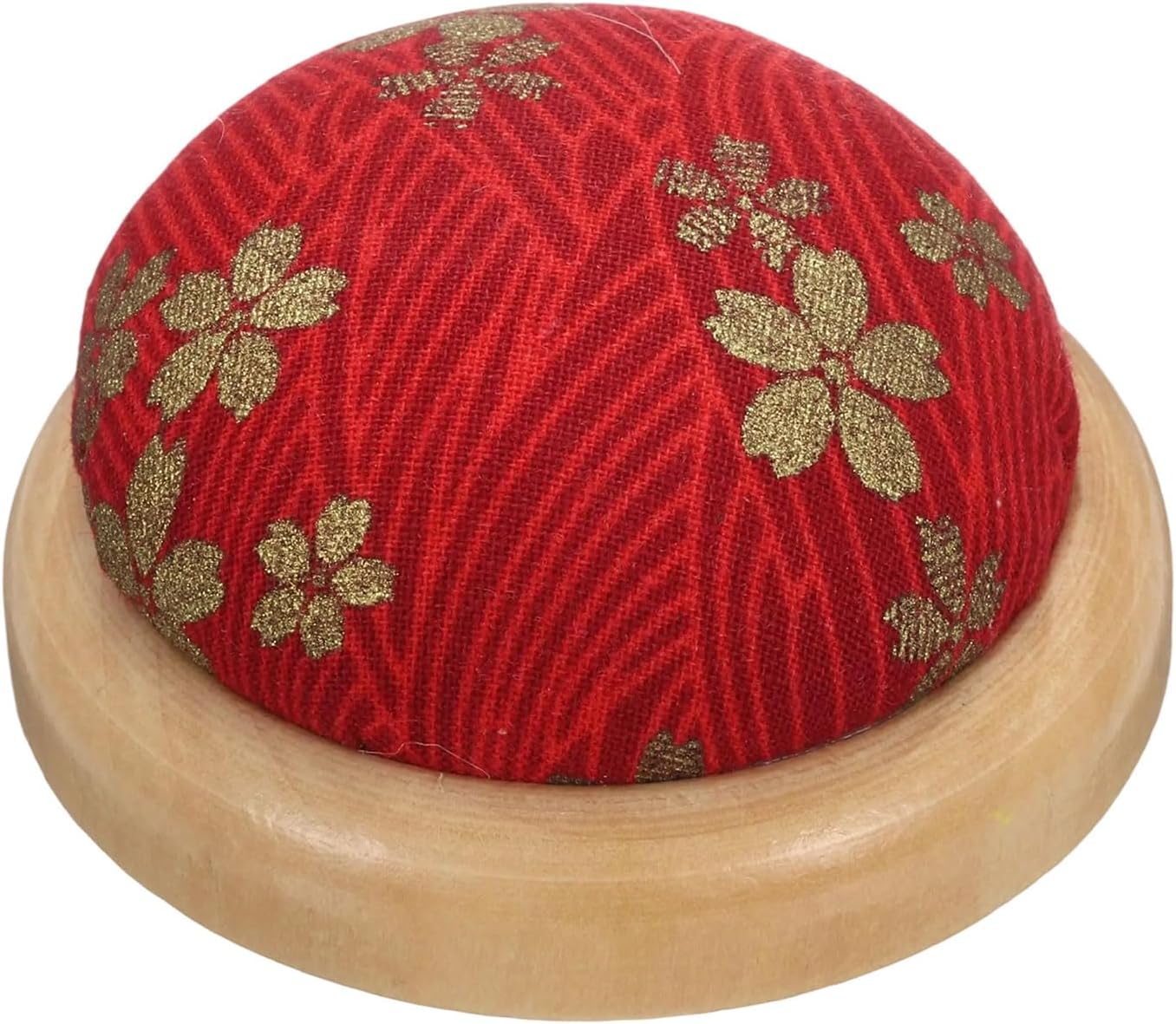 Cojín de costura japonés redondo con base de madera