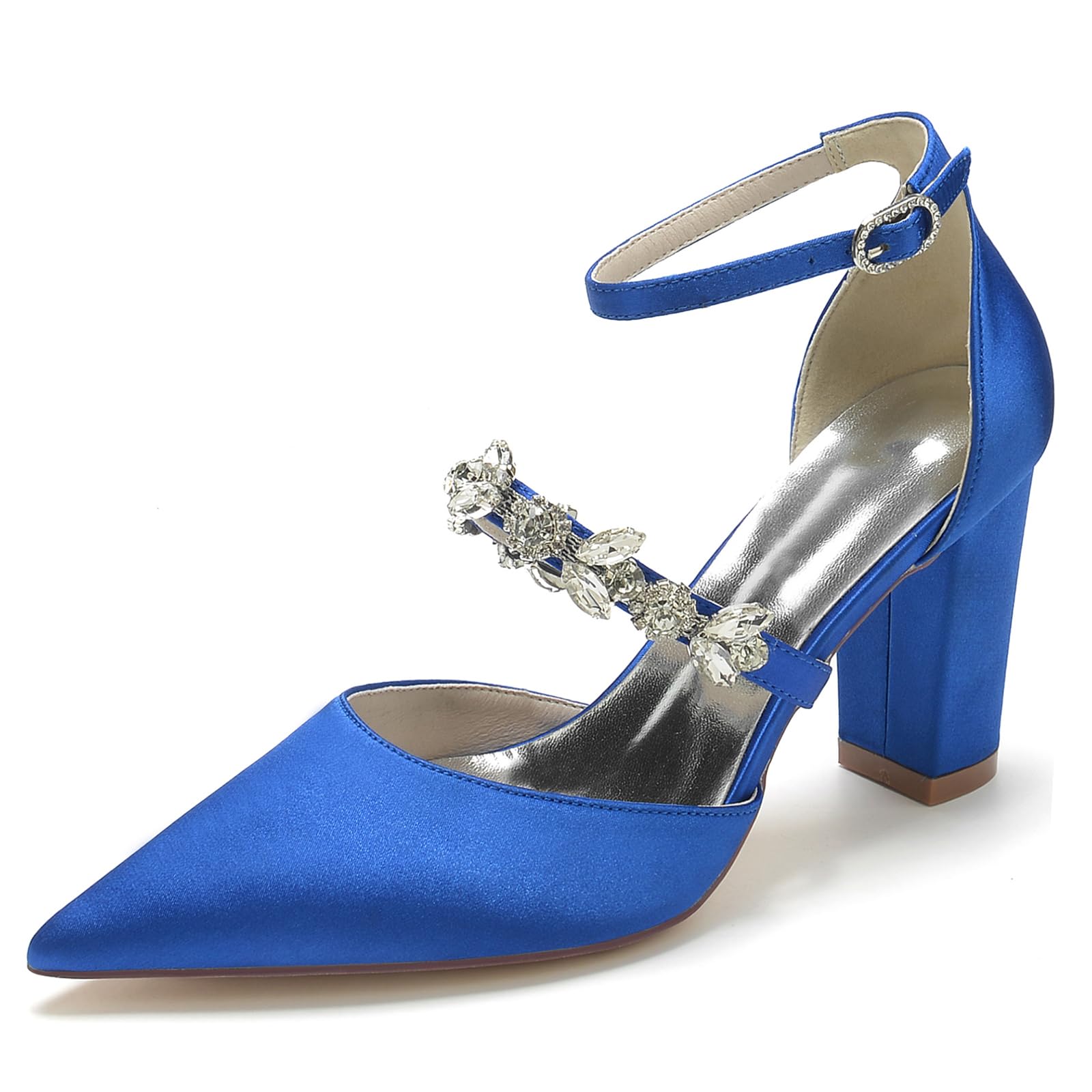 Escarpins pour robe de bal FGRID bleus à talons épais en 42