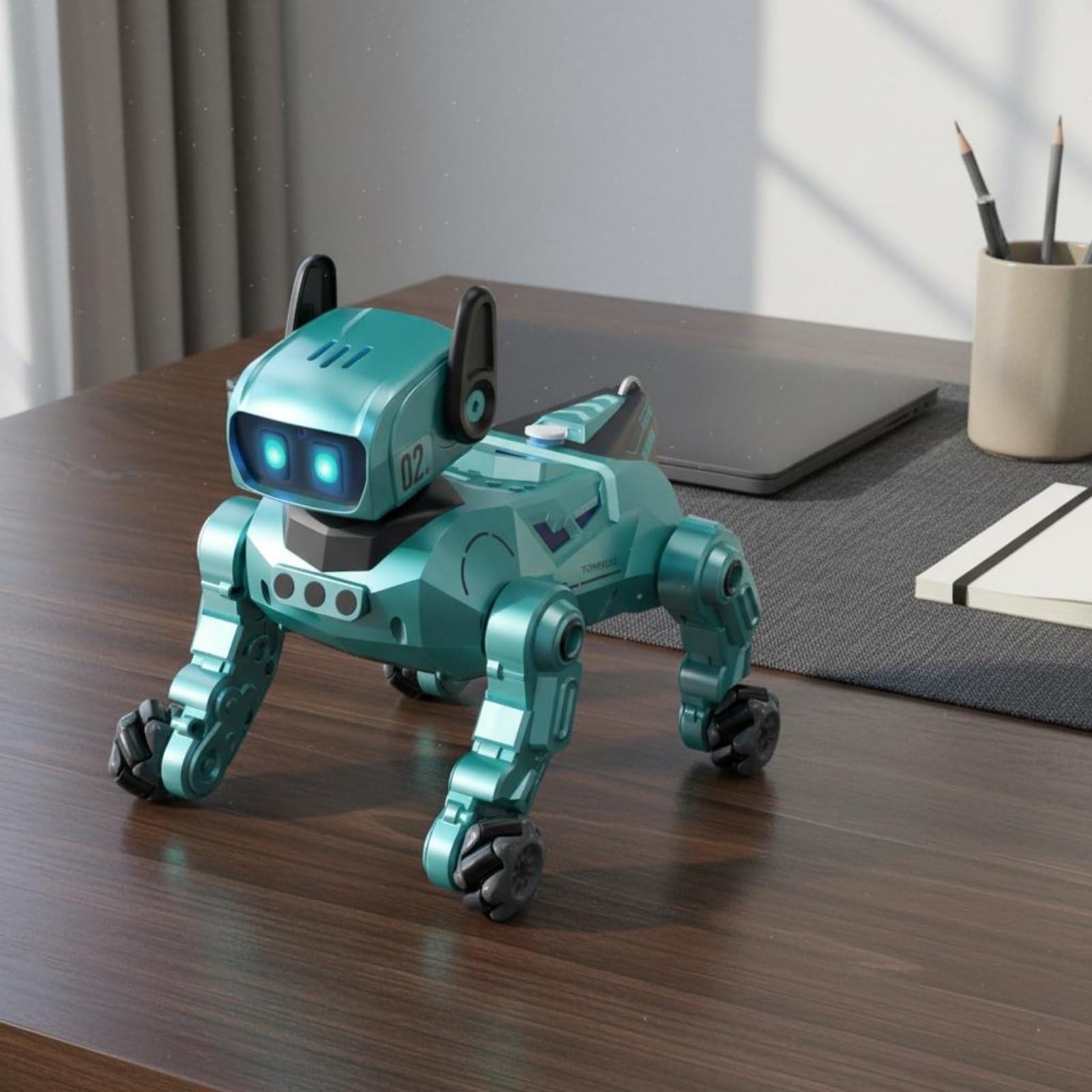 Robótico con IA Conversación por Voz Robot Mascota Interactivo Juegos Pequeños Compañero Robot de Escritorio para Niños, Turquesa